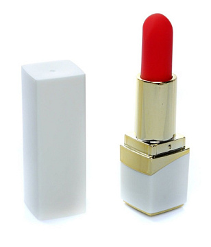 Белый мини-вибратор в форме помады