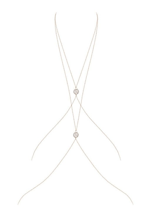 Золотистое украшение на тело с плетением