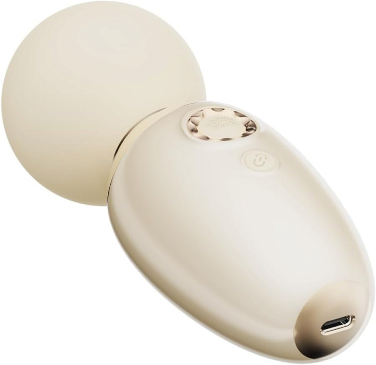 Бежевый мини-вибратор с функцией нагрева Ava