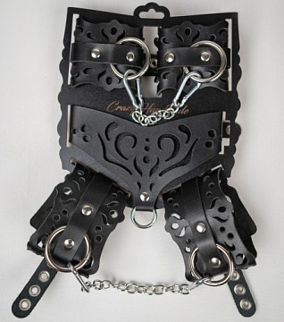 Черный ажурный кожаный набор фиксаций