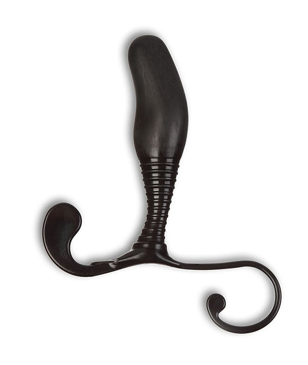 Чёрный массажер простаты с дополнительными отростками - 10 см.