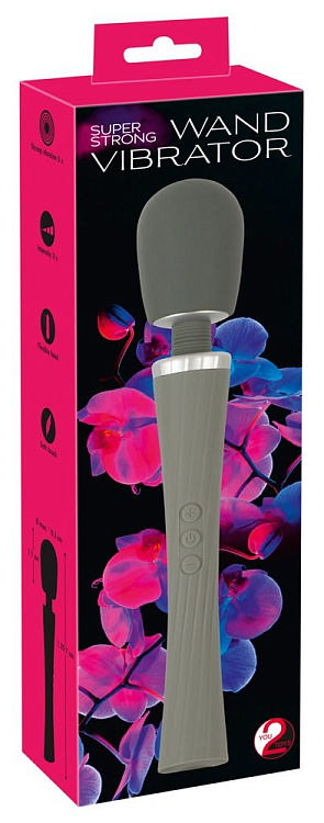 Серый жезловый вибратор Super Strong Wand Vibrator