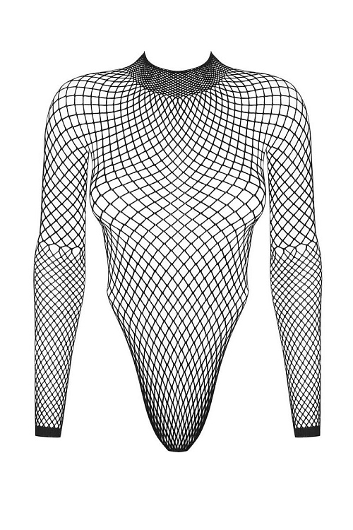 Стильное сетчатое боди с длинным рукавом
