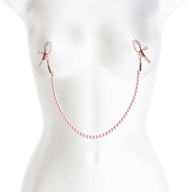 Зажимы на соски с розовыми бусами