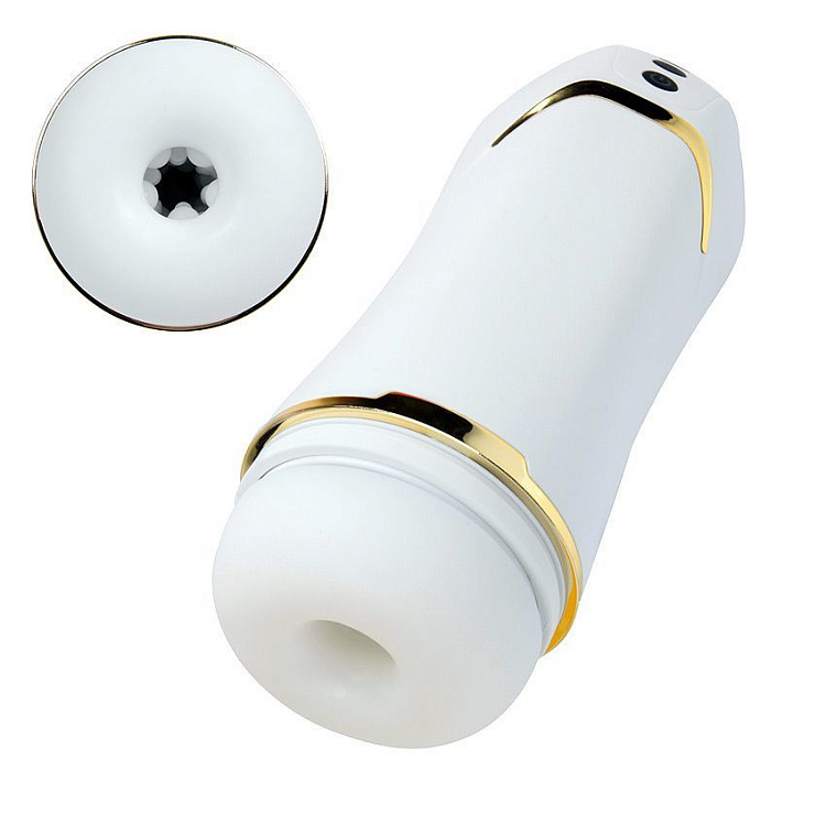 Белый вибромастурбатор Hero с режимом вакуума