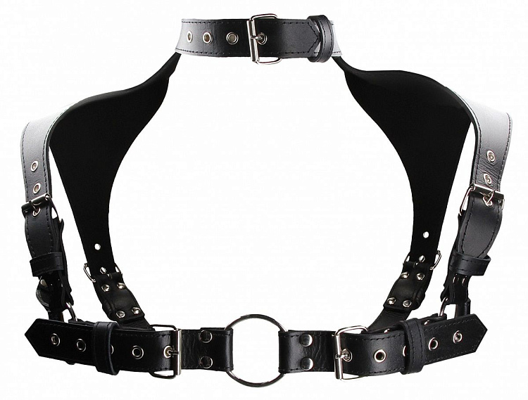 Черная мужская портупея Men Harness With Neck Collar