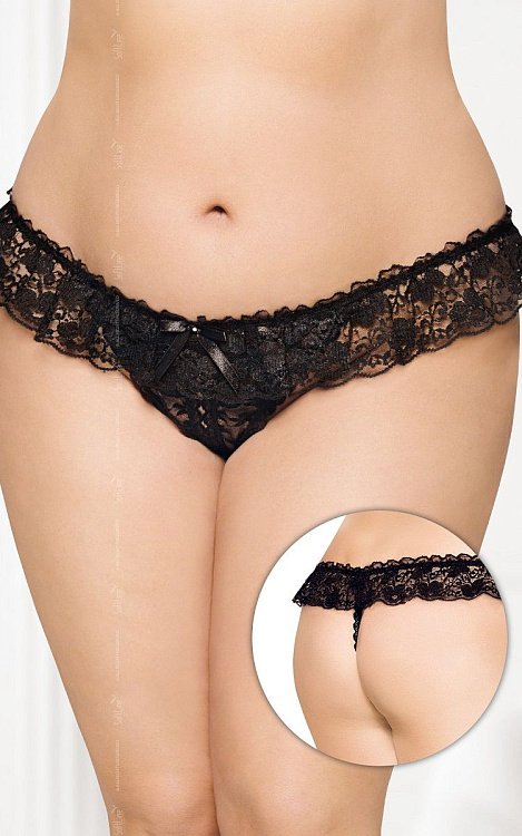 Трусики-стринг с ажурной оборкой