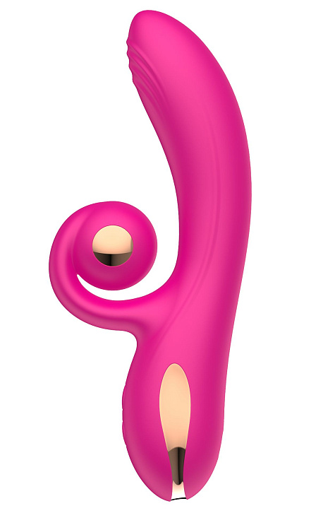 Розовый вибратор-кролик с функцией вращения ствола