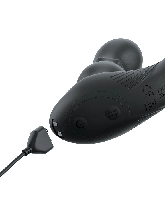 Черный вибростимулятор простаты с кольцом Ass-gasm Slide   Glide