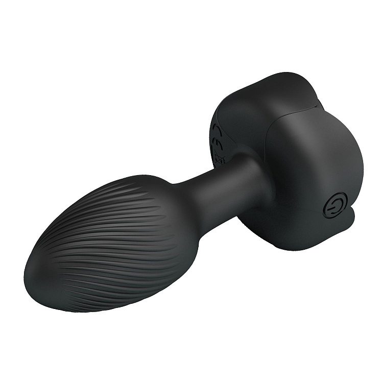 Черная анальная вибропробка с подсветкой Olman - 8,8 см.