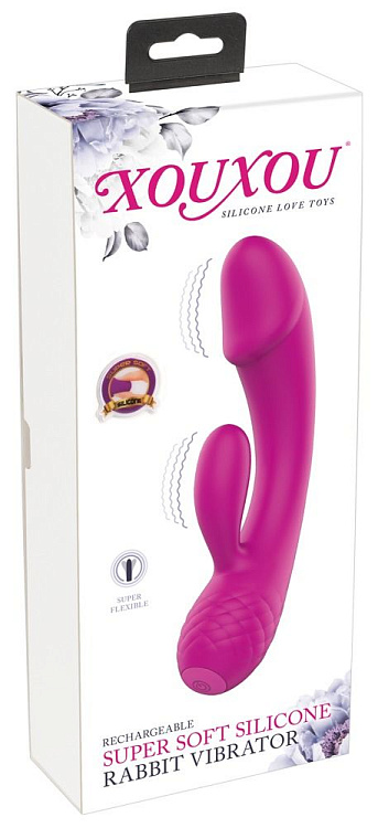 Лиловый вибратор-кролик Super Soft Silicone Rabbit Vibrator - 17,7 см.