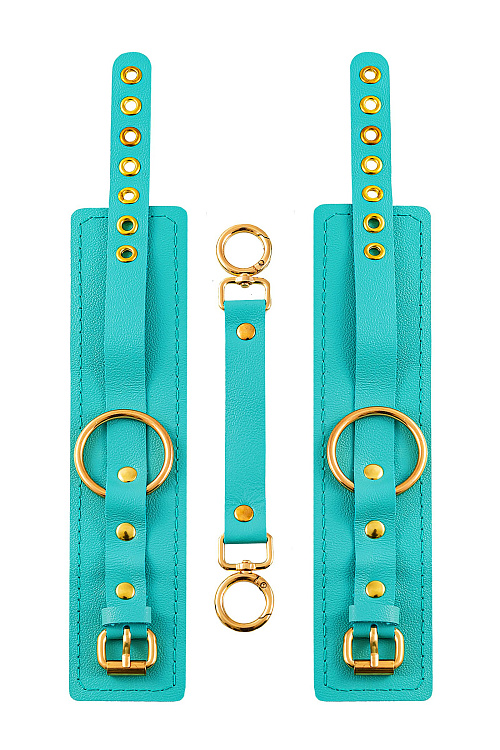 Голубые однослойные кожаные оковы