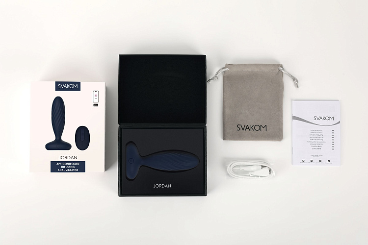 Темно-синяя анальная вибропробка Jordan с поступательными движениями - 12 см.