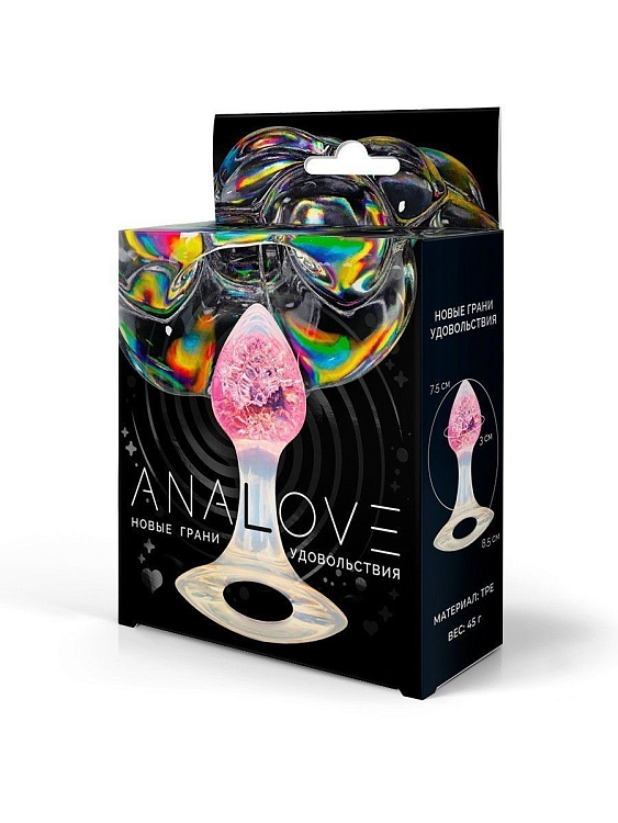 Розоватая анальная пробка с ручкой - 8,5 см.