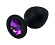 Черная силиконовая пробка с фиолетовым стразом - 7 см.