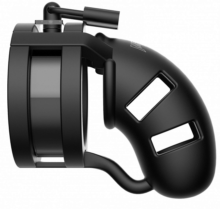 Черный мужской пояс верности Silicone Cage Ballsplitter Model 18 Chastity 3.5