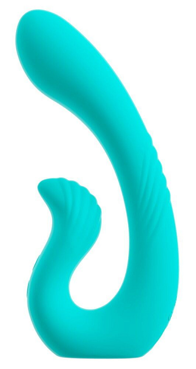 Бирюзовый вибратор NAIRA Dual Heads Vibrator - 17,5 см.