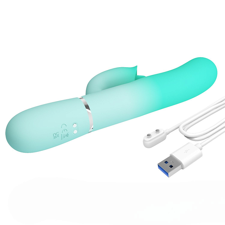 Мятный вибратор-кролик Gigi с возвратно-поступательными движениями - 22,8 см.