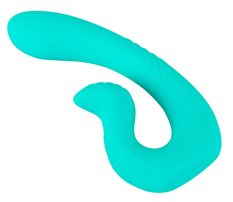 Бирюзовый вибратор NAIRA Dual Heads Vibrator - 17,5 см.