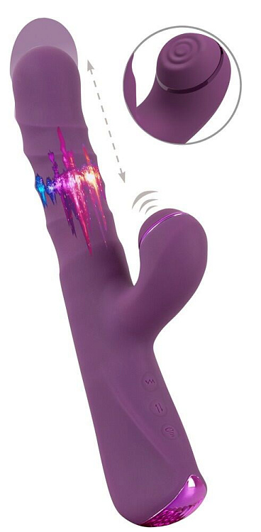 Фиолетовый вибратор-кролик с функцией постукивания и фрикциями 3 Function Rabbit Vibrator - 23,7 см.