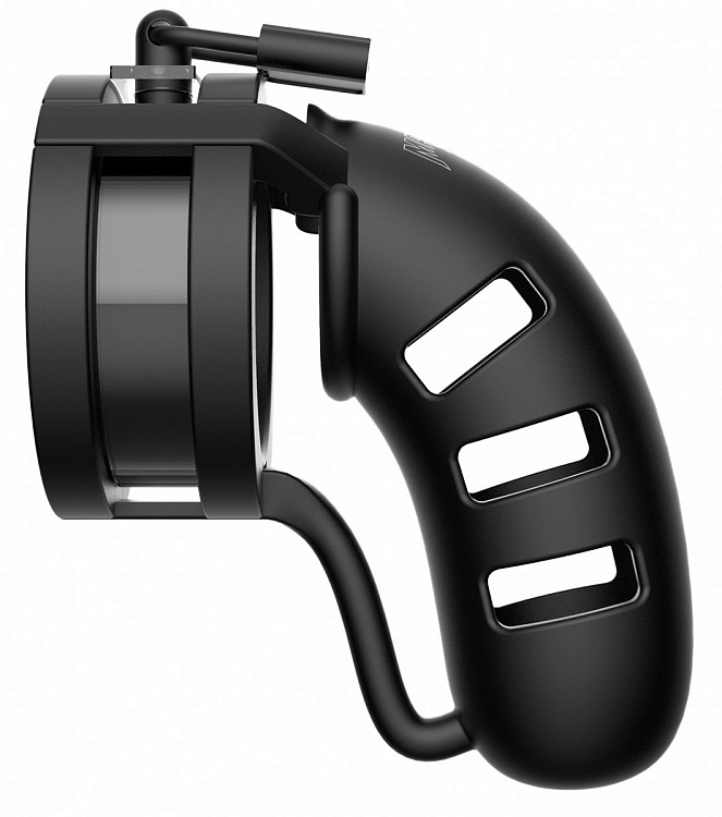 Черный мужской пояс верности Silicone Cage Ballsplitter Model 19 Chastity 4.5