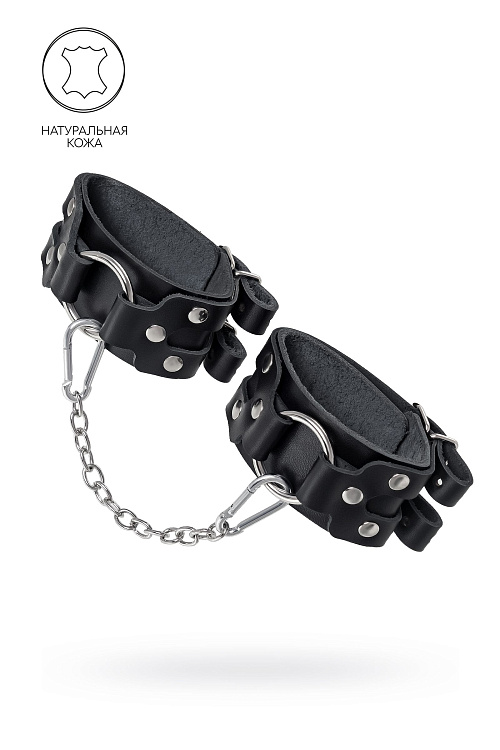 Черные кожаные оковы с двумя ремешками