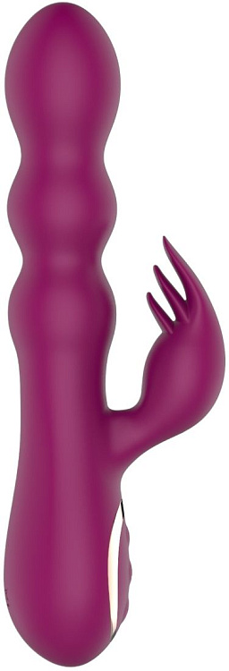 Сливовый вибратор-кролик AN Stamen с массажем бусинами - 22 см.