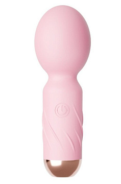 Нежно-розовый мини-wand вибратор для стимуляции эрогенных зон