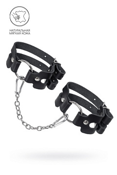 Черные кожаные оковы из двух ремешков