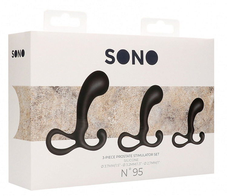 Набор из 3 черных массажеров простаты Piece Prostate Stimulator Set