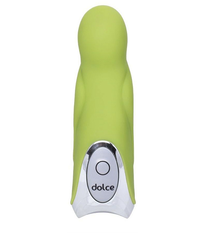 Нежно-зелёный вибратор Dolce Jaxon - 12,5 см.