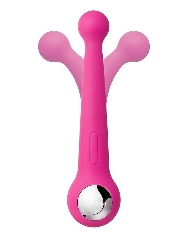 Вибратор Bonnie Plum Red с 2 моторами и гнущейся головкой - 20 см.