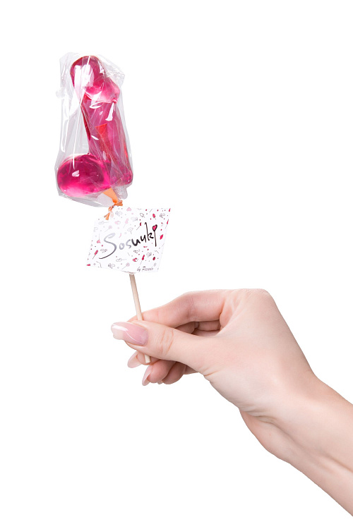 Розовый леденец в форме члена со вкусом айриш крим - 80 гр.