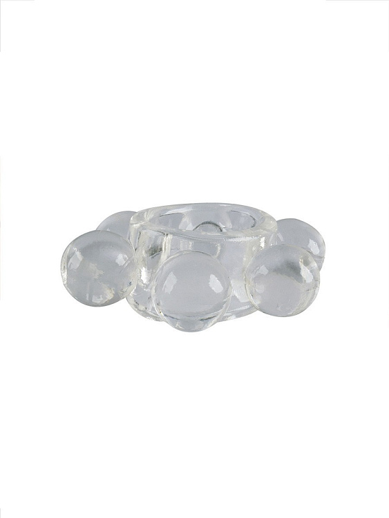 Прозрачное эластичное эрекционное кольцо с 6 шариками