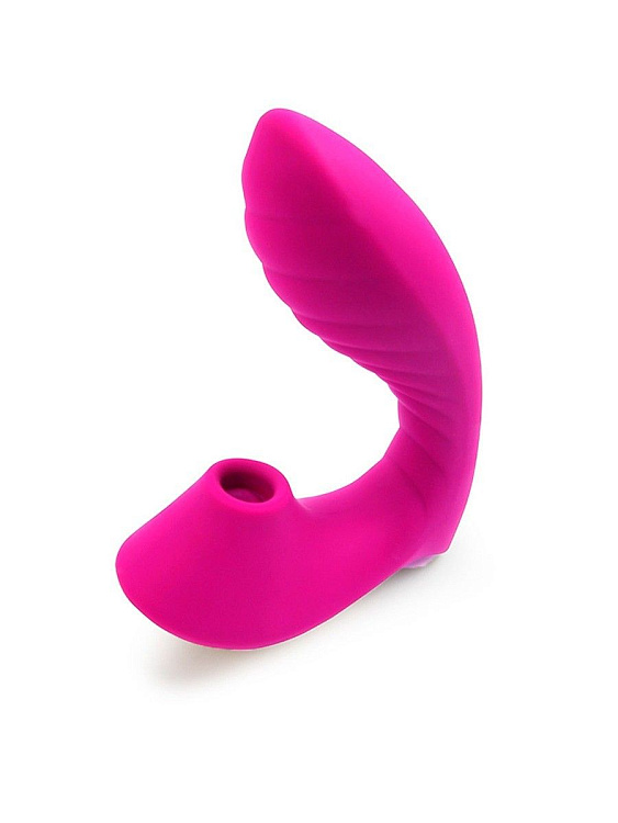 Ярко-розовый вибромассажер с вакуумной стимуляцией клитора