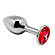 Серебристая анальная втулка Mini Metal Butt Plug Size M с красным кристаллом