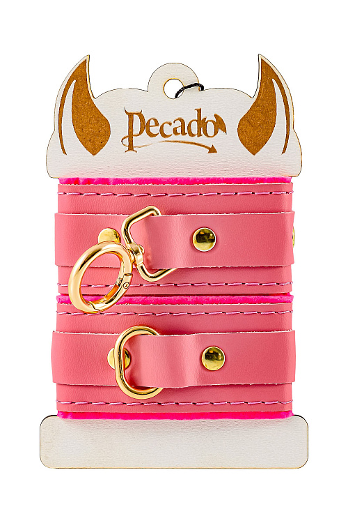 Розовые двуслойные кожаные оковы